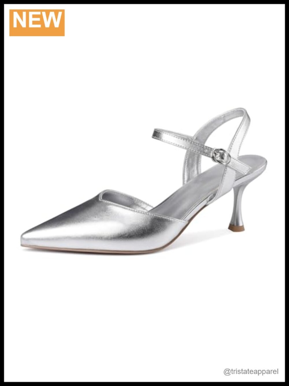 Rhinestone Kitten Heels Faux Leather Slingback Dress Pumps